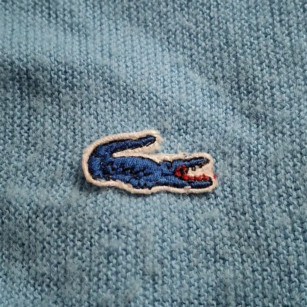 Vtg 70’s Izod Lacoste Men’s L Cardigan Sky Blue Sweater USA Button Kurt Cobain